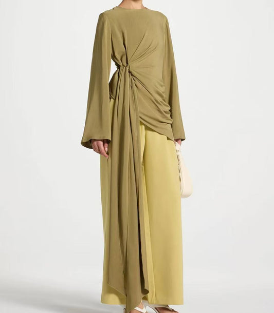 Ruched Asymmetric Sash Top