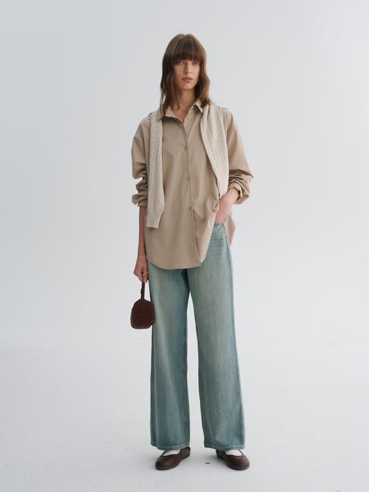 Light-Wash Wide-Leg Jeans