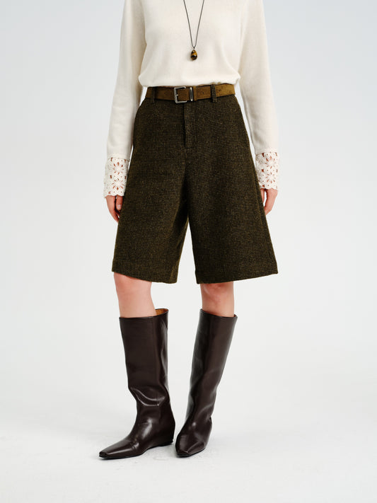 Textured Wool-Blend Bermuda Shorts