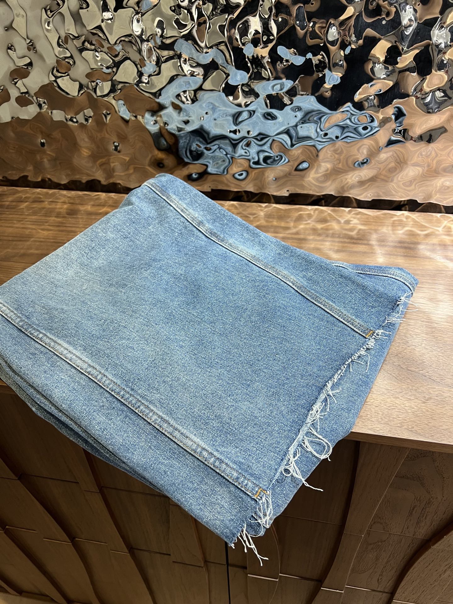 Washed-Effect Relaxed Wide-Leg Denim Trousers