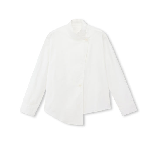 Asymmetric Stand-Collar Shirt
