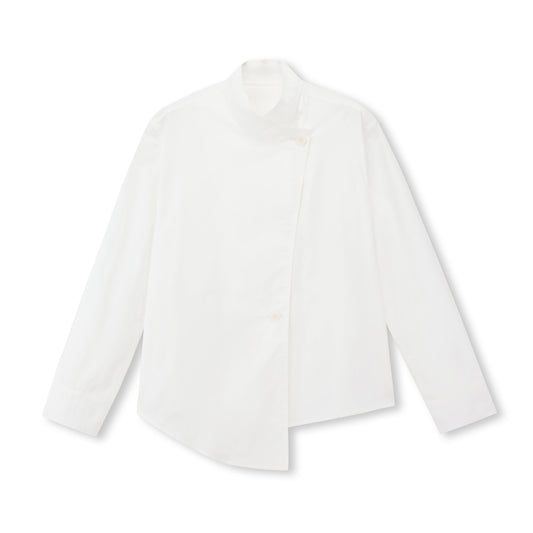 Asymmetric Stand-Collar Shirt