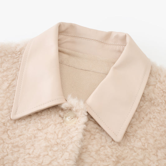 Contrast Leather Shearling