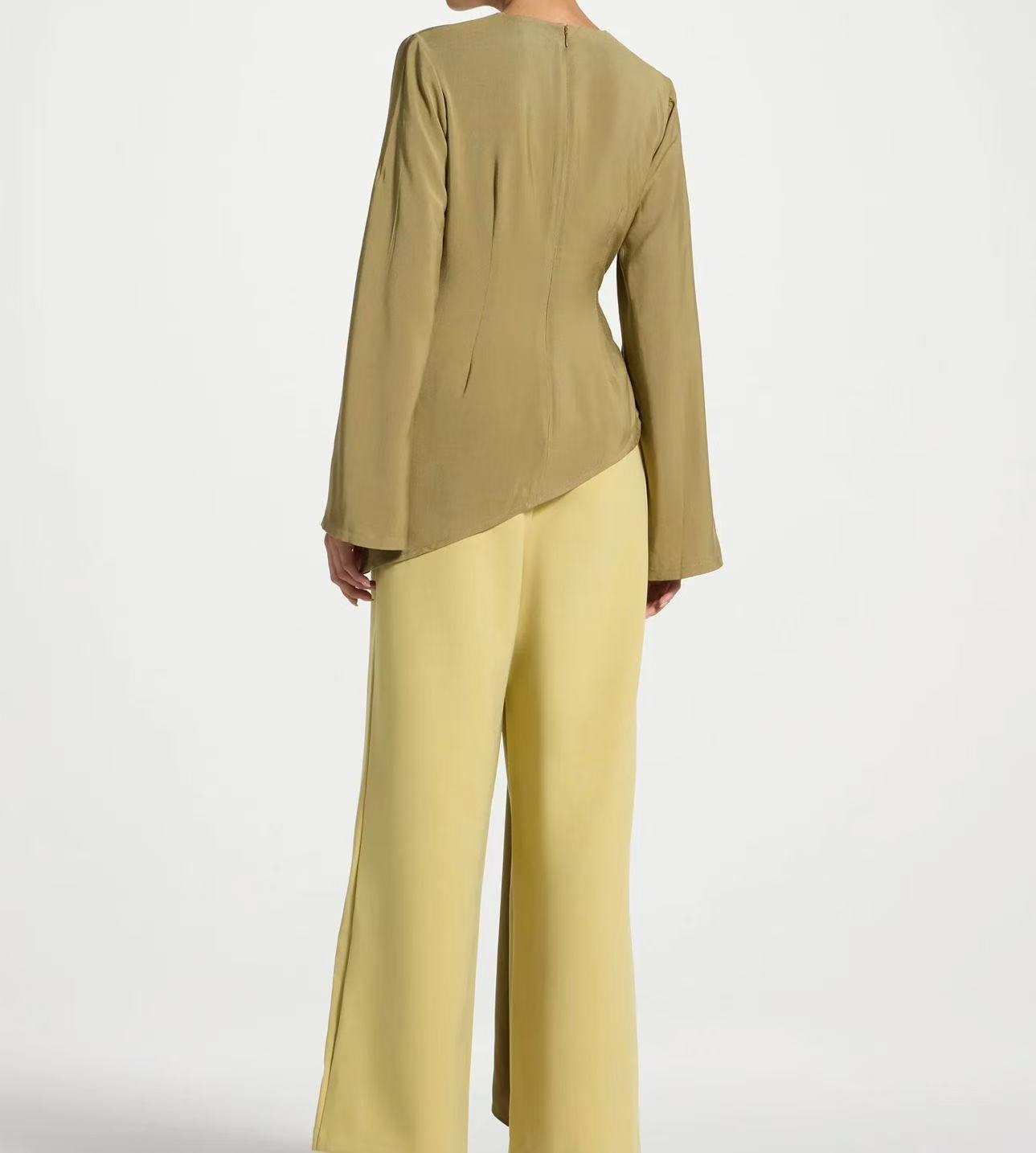 Ruched Asymmetric Sash Top