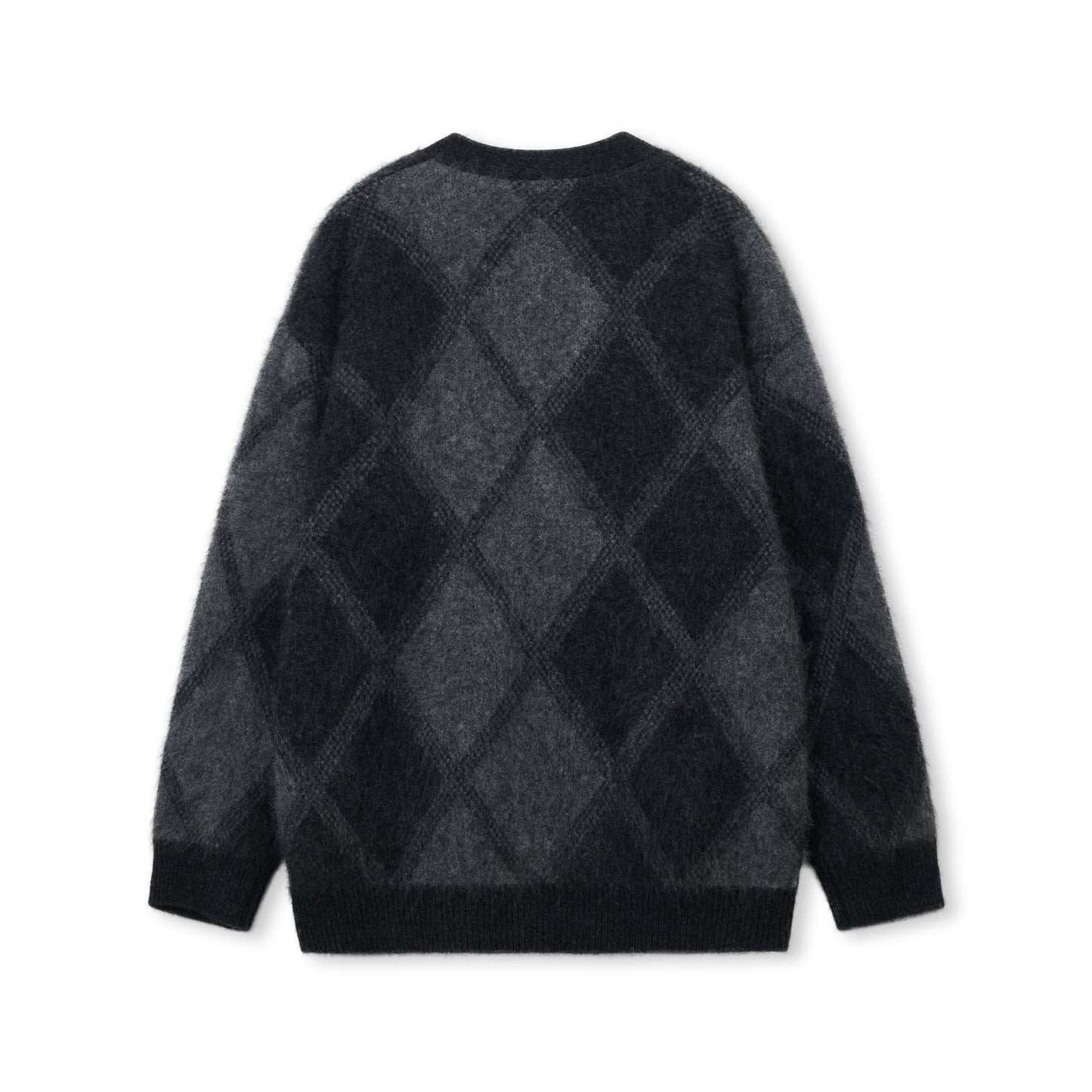 Argyle Wool-Blend V-Neck Cardigan