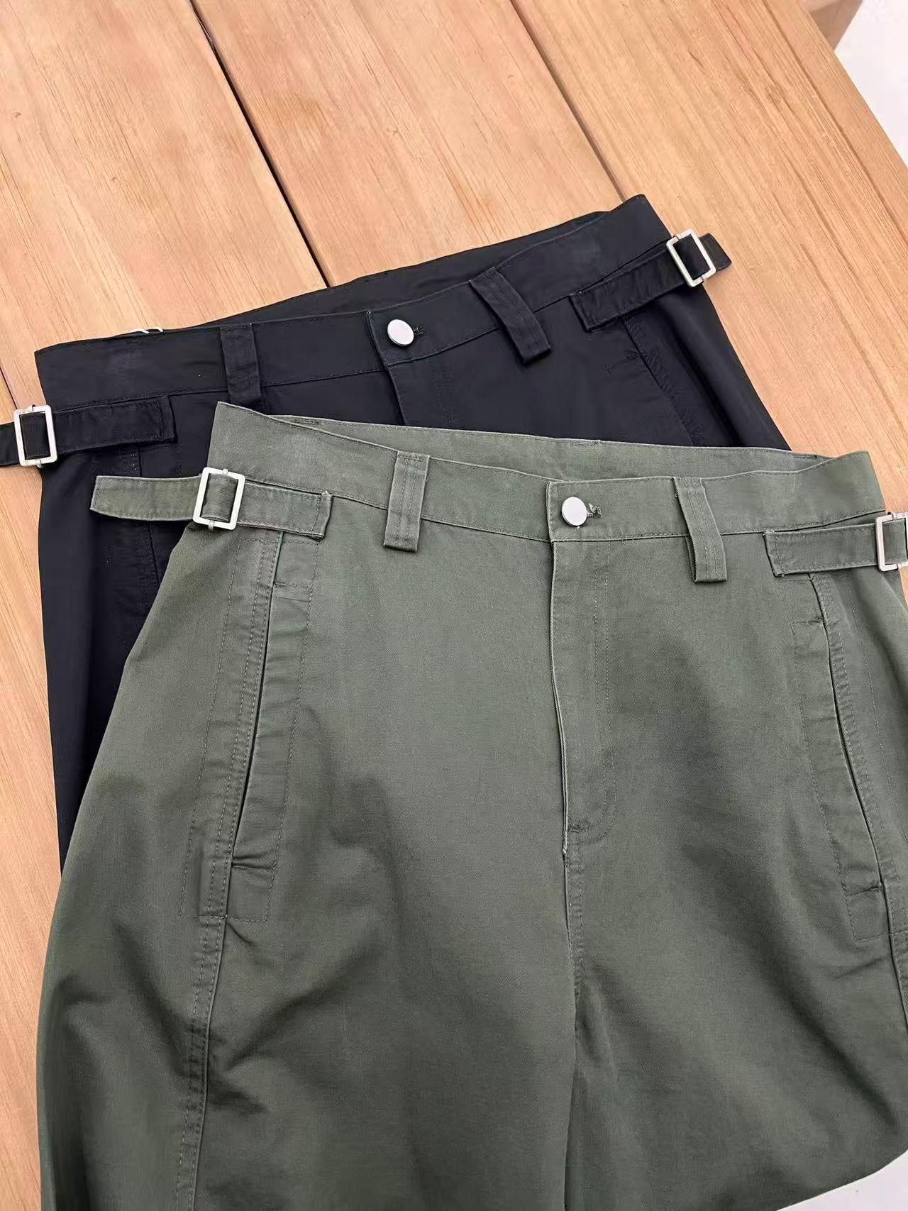 Side-Tab Wide-Leg Trousers