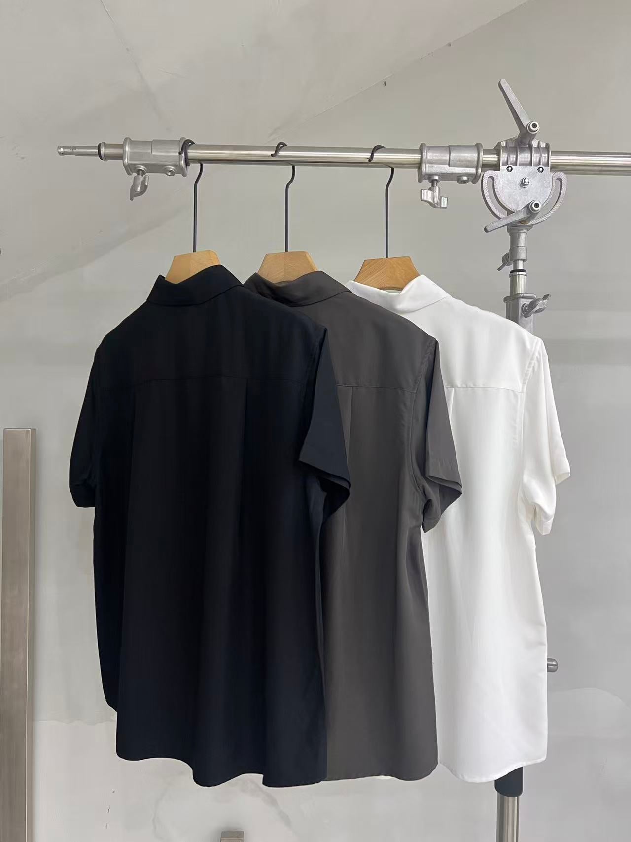 Minimal Zip-Front Short-Sleeve Shirt