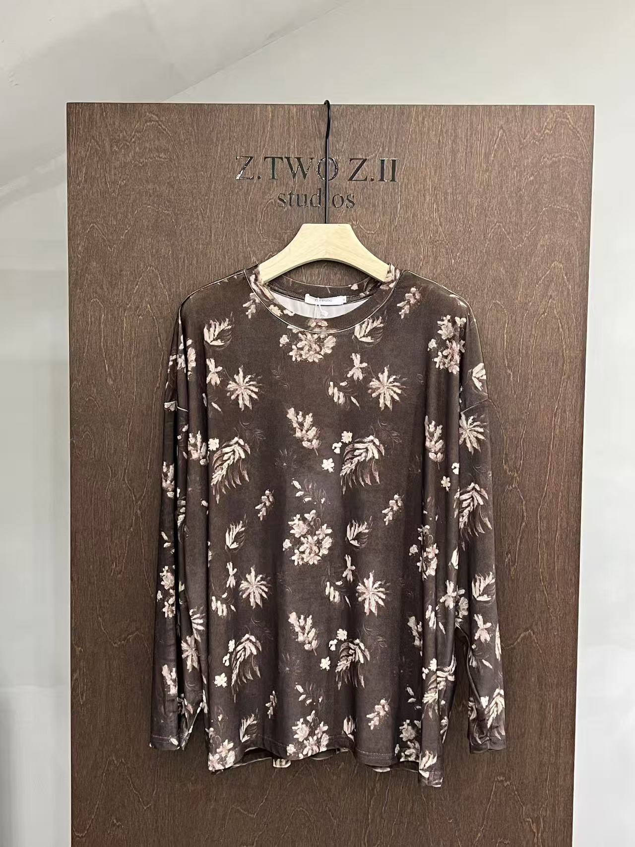 Washed Botanical Relaxed Long-Sleeve Tee