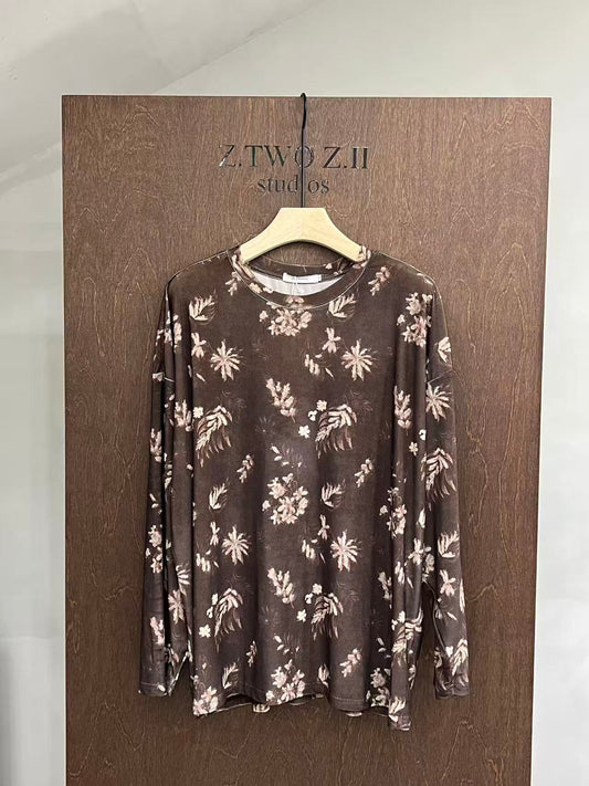 Washed Botanical Relaxed Long-Sleeve Tee