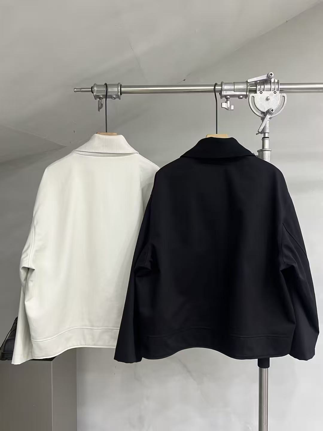 Wrap-Front Stand-Collar Cotton Jacket