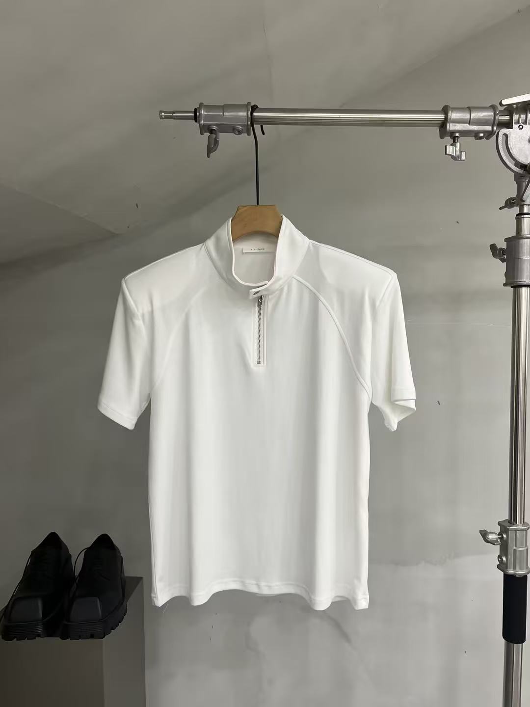 Half-Zip Mock-Neck Stretch Tee