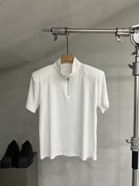 Half-Zip Mock-Neck Stretch Tee
