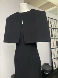 Cape-Overlay Column Dress