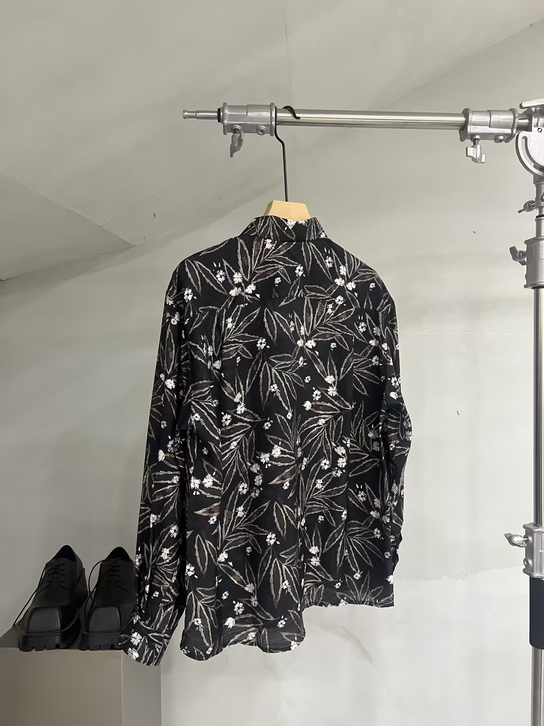 Botanical Print Relaxed Long Sleeve Shirt