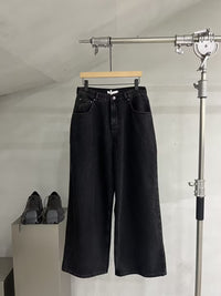 Dark-Wash Relaxed Wide-Leg Jeans