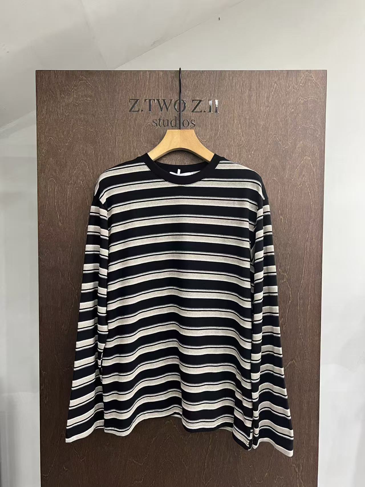 Relaxed Multi-Stripe Long-Sleeve Top
