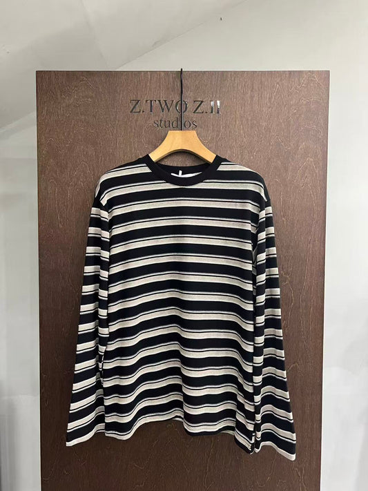 Relaxed Multi-Stripe Long-Sleeve Top
