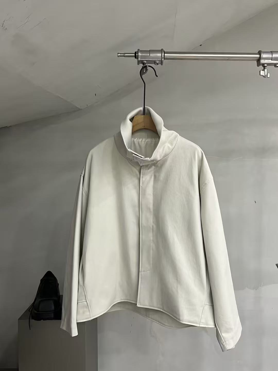 Wrap-Front Stand-Collar Cotton Jacket
