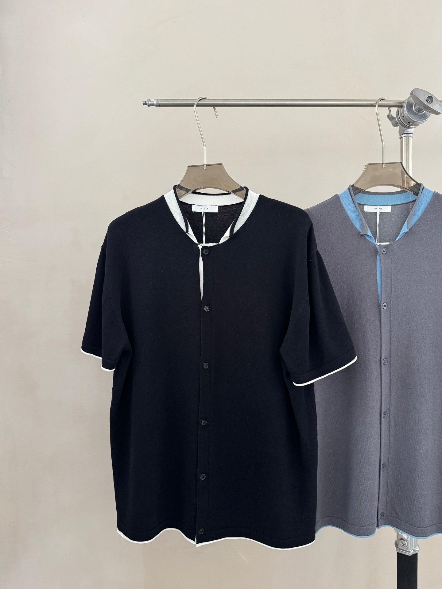 Contrast-Trim Short Sleeve Knit Cardigan