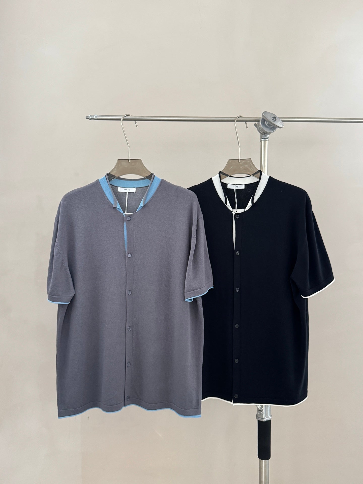 Contrast-Trim Short Sleeve Knit Cardigan