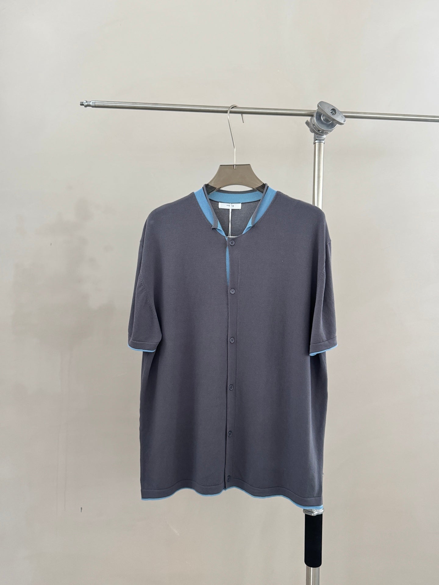 Contrast-Trim Short Sleeve Knit Cardigan