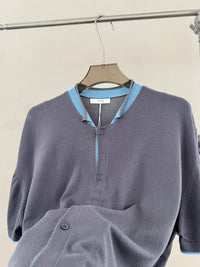 Contrast-Trim Short Sleeve Knit Cardigan