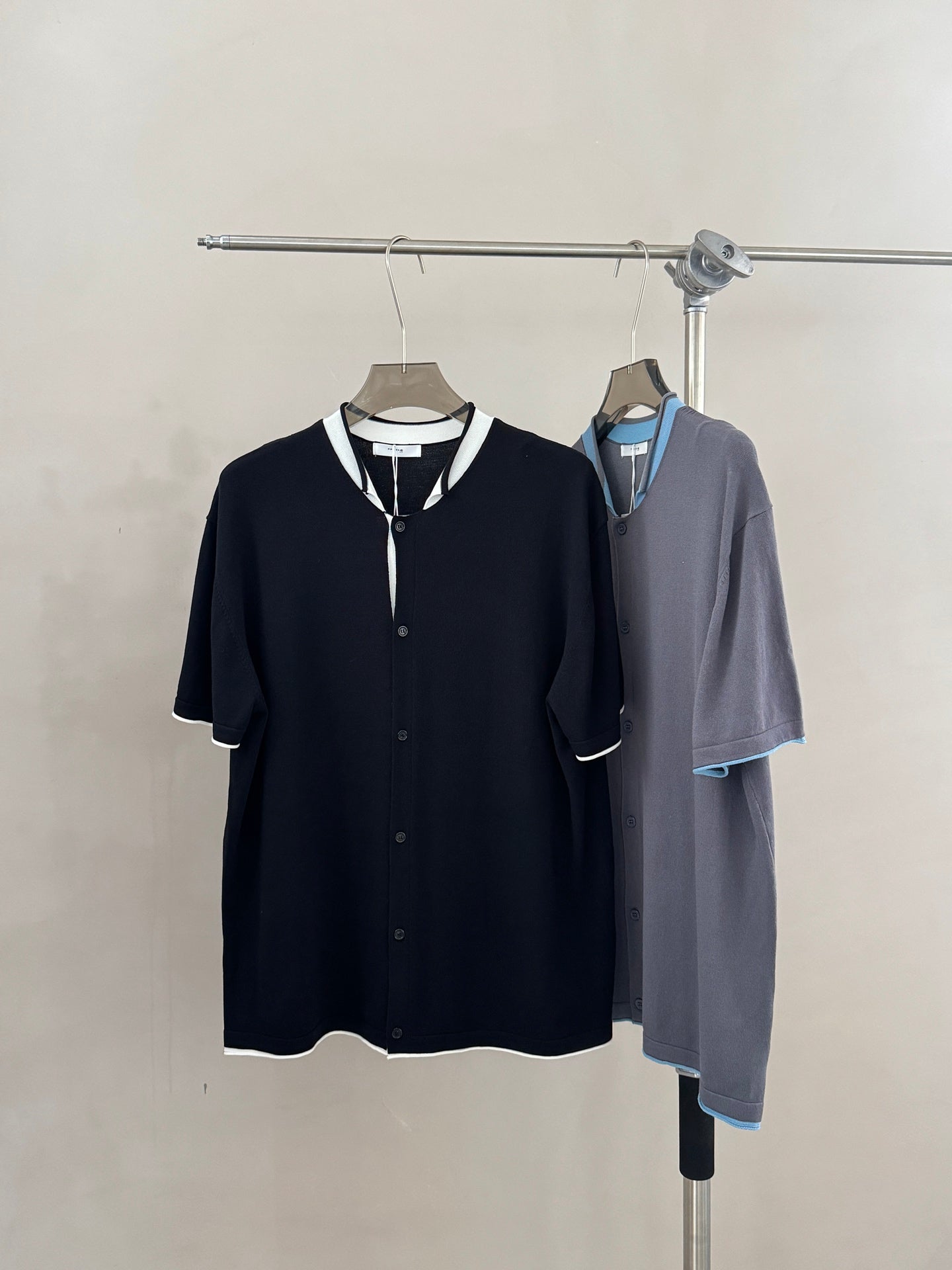 Contrast-Trim Short Sleeve Knit Cardigan