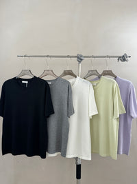 Fine Knit Crew Neck Short Sleeve Tee