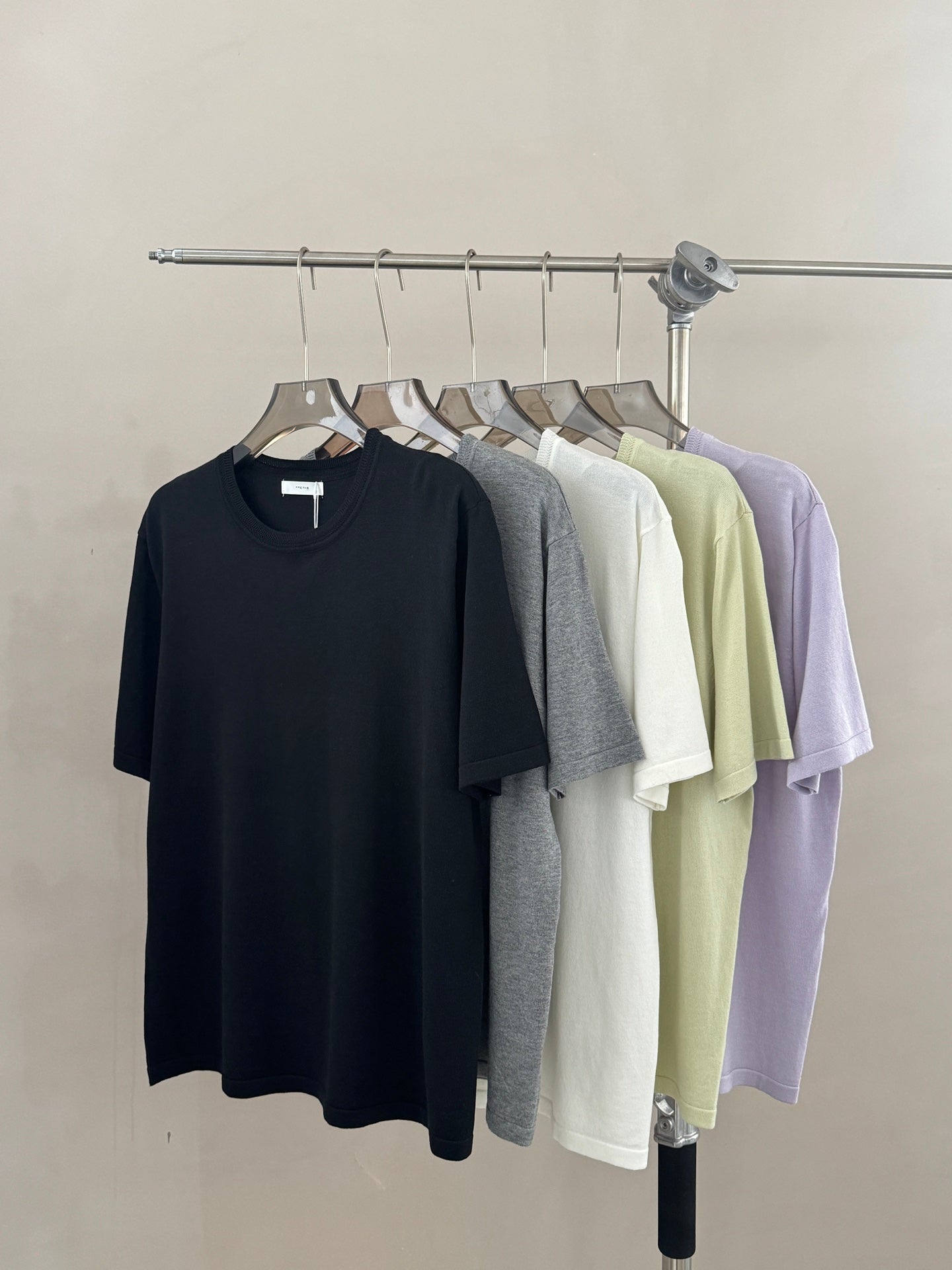 Fine Knit Crew Neck Short Sleeve Tee
