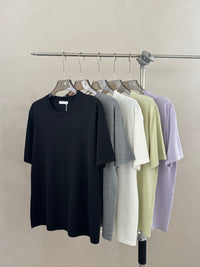 Fine Knit Crew Neck Short Sleeve Tee