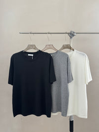 Fine Knit Crew Neck Short Sleeve Tee