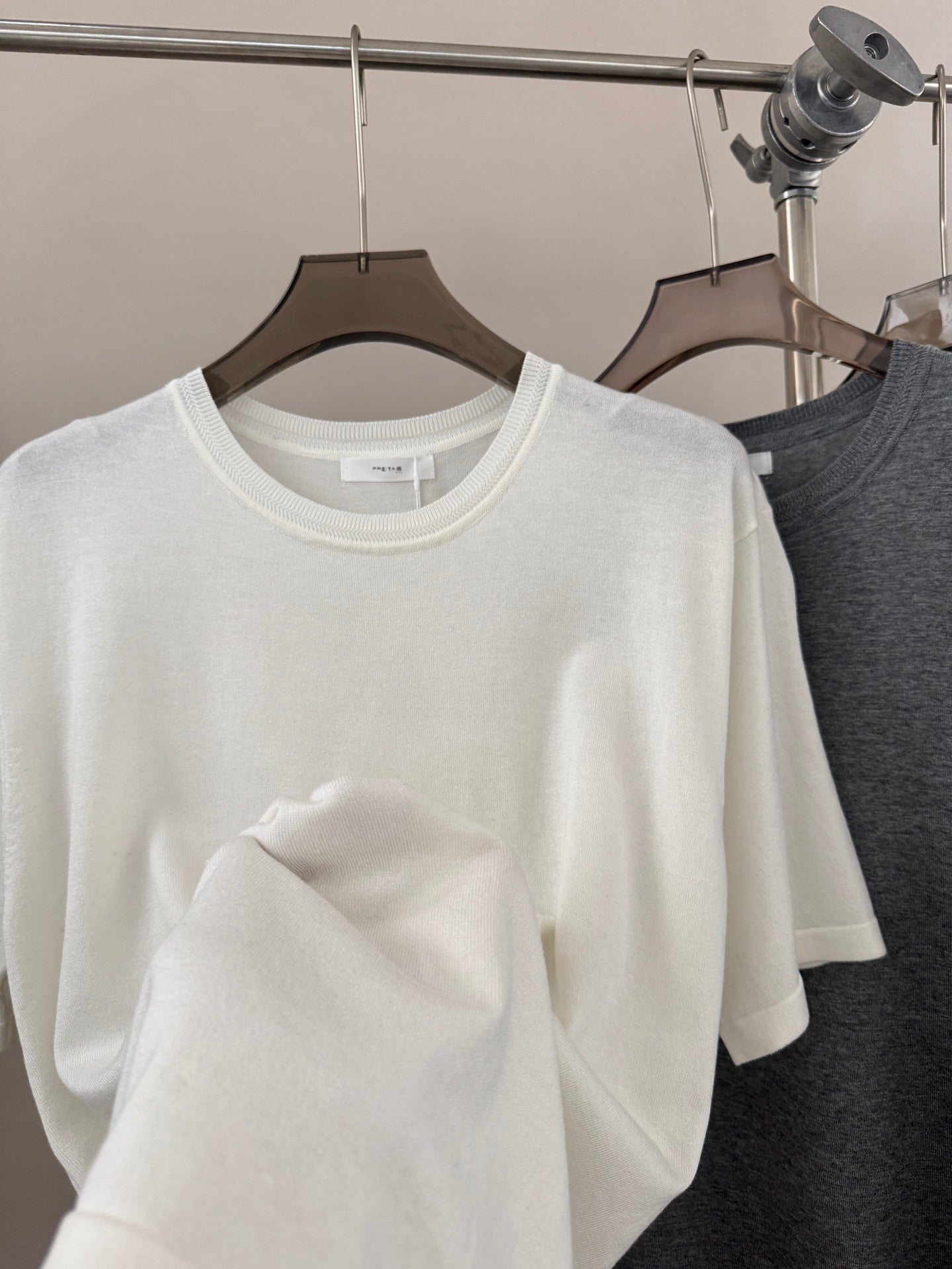 Fine Knit Crew Neck Short Sleeve Tee