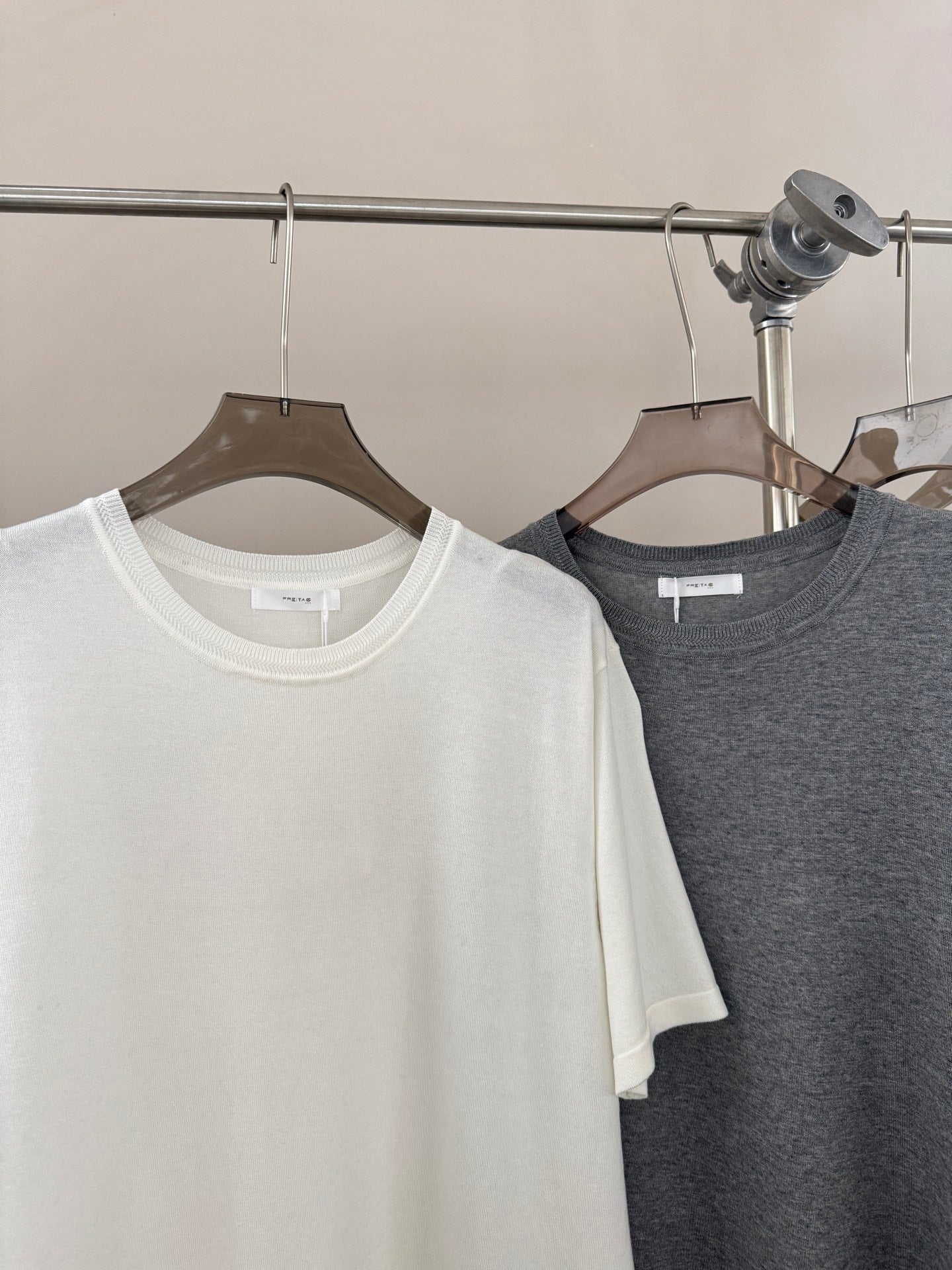 Fine Knit Crew Neck Short Sleeve Tee