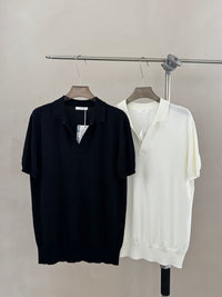 Relaxed Open-Collar Knit Polo