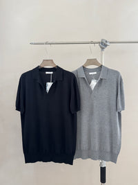 Relaxed Open-Collar Knit Polo