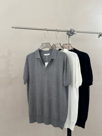 Relaxed Open-Collar Knit Polo