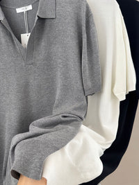 Relaxed Open-Collar Knit Polo