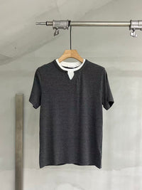 Layered-Neck Short-Sleeve Tee