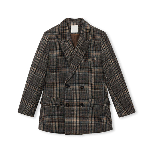 Glen Check Wool-Blend Double-Breasted Blazer