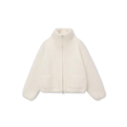 Brushed Specialty-Fiber Blend Zip-Up Knit Jacket