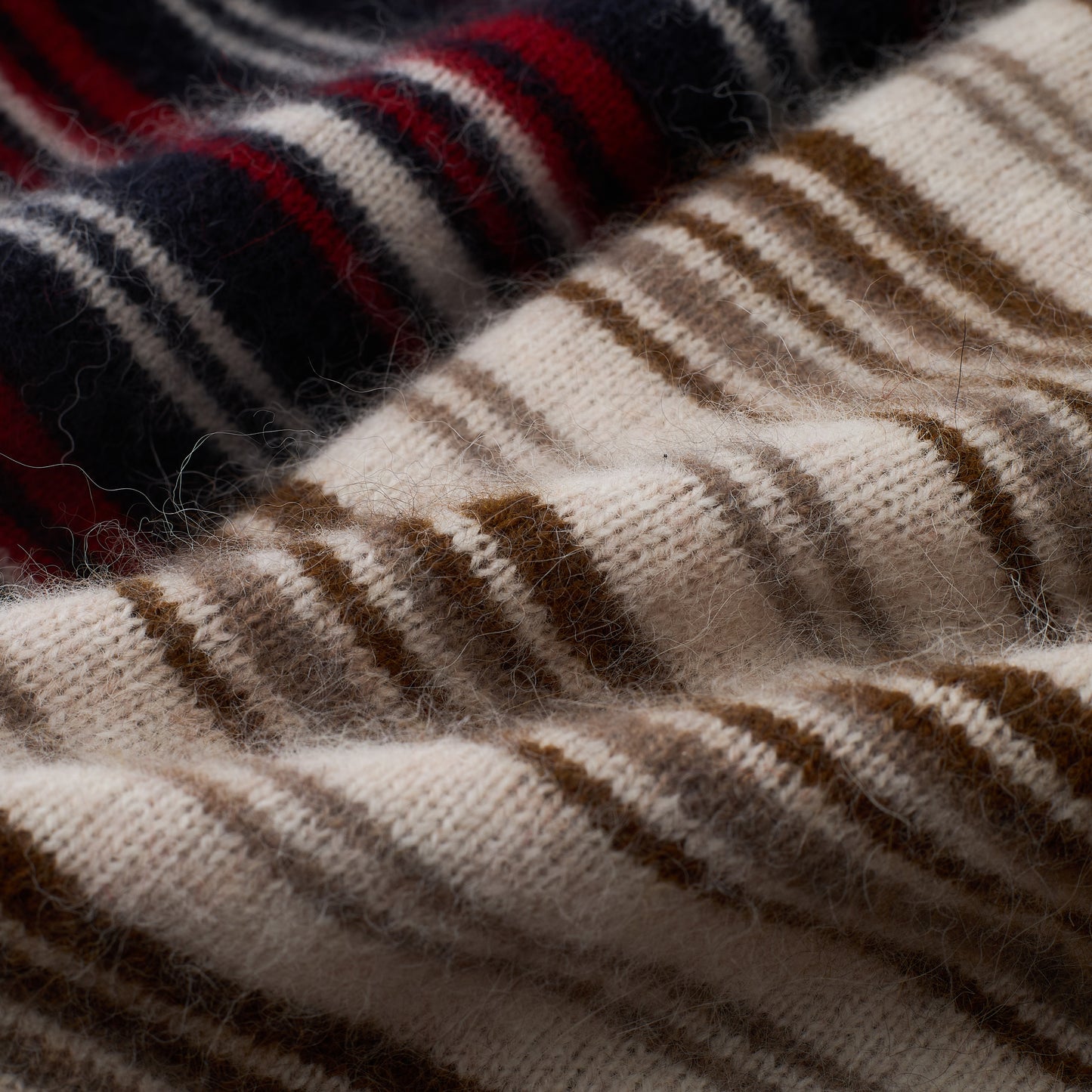 Striped Button-Front Wool-Blend Stand-Collar Cardigan