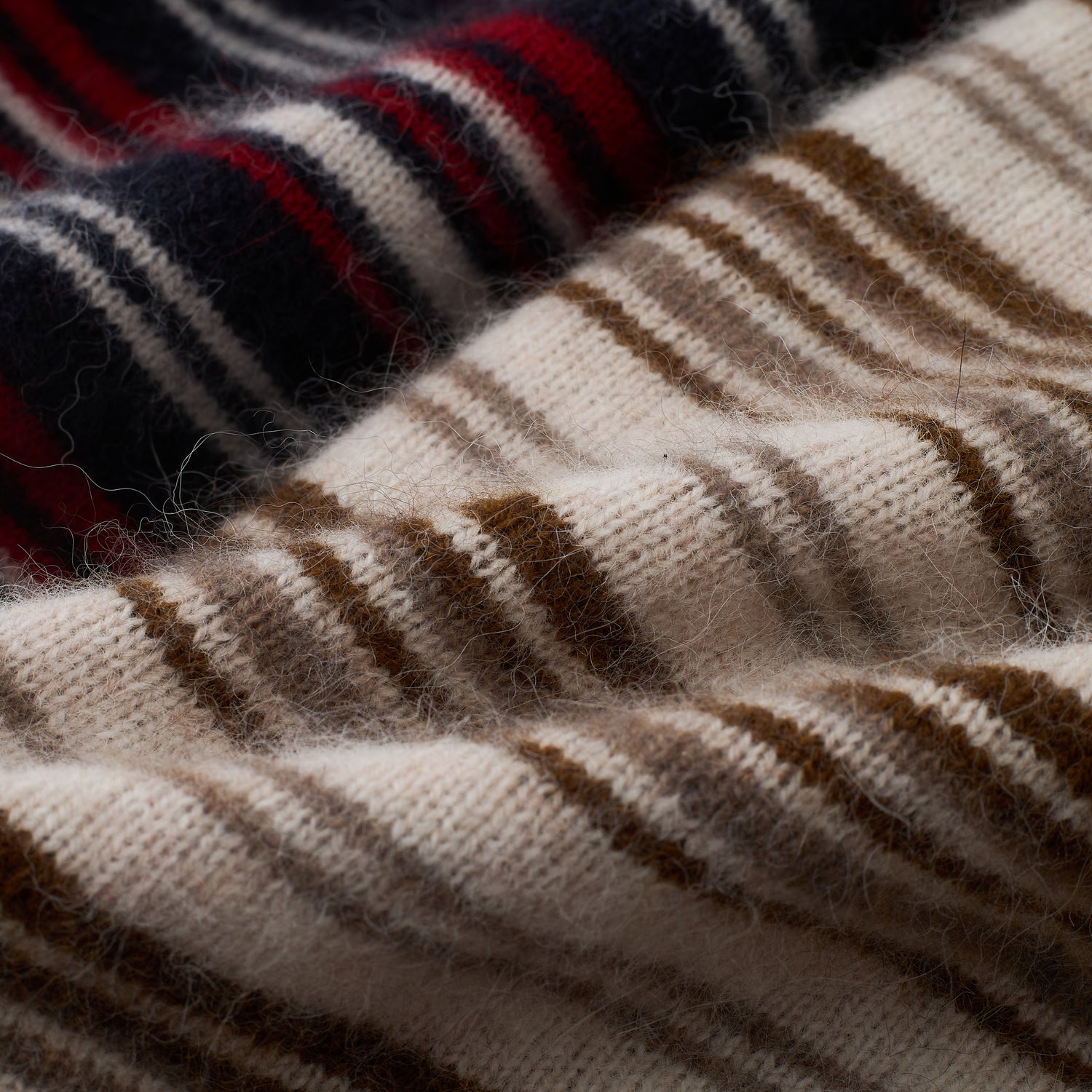 Striped Button-Front Wool-Blend Stand-Collar Cardigan