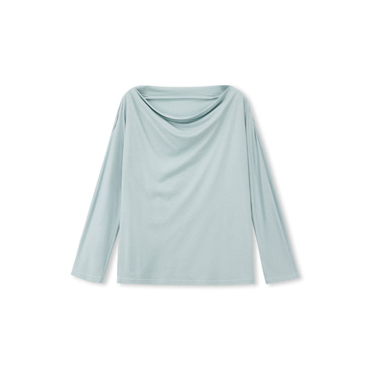 Draped Cowlneck Modal-Cotton Blend Top