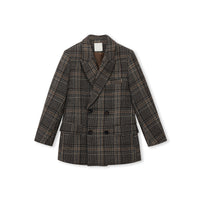 Plaid Double-Breasted Wool-Blend Blazer