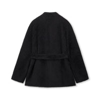Brushed Belted Wool-Blend Knit Jacket