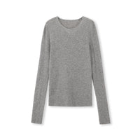 Fine-Gauge Cashmere-Silk Blend Scoopneck Knit Top
