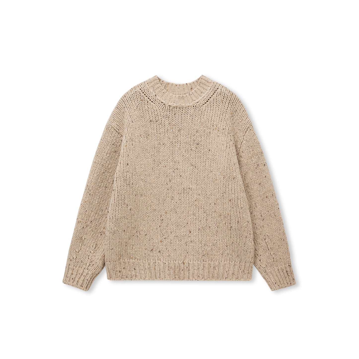 Marl-Knit Wool Crewneck Sweater