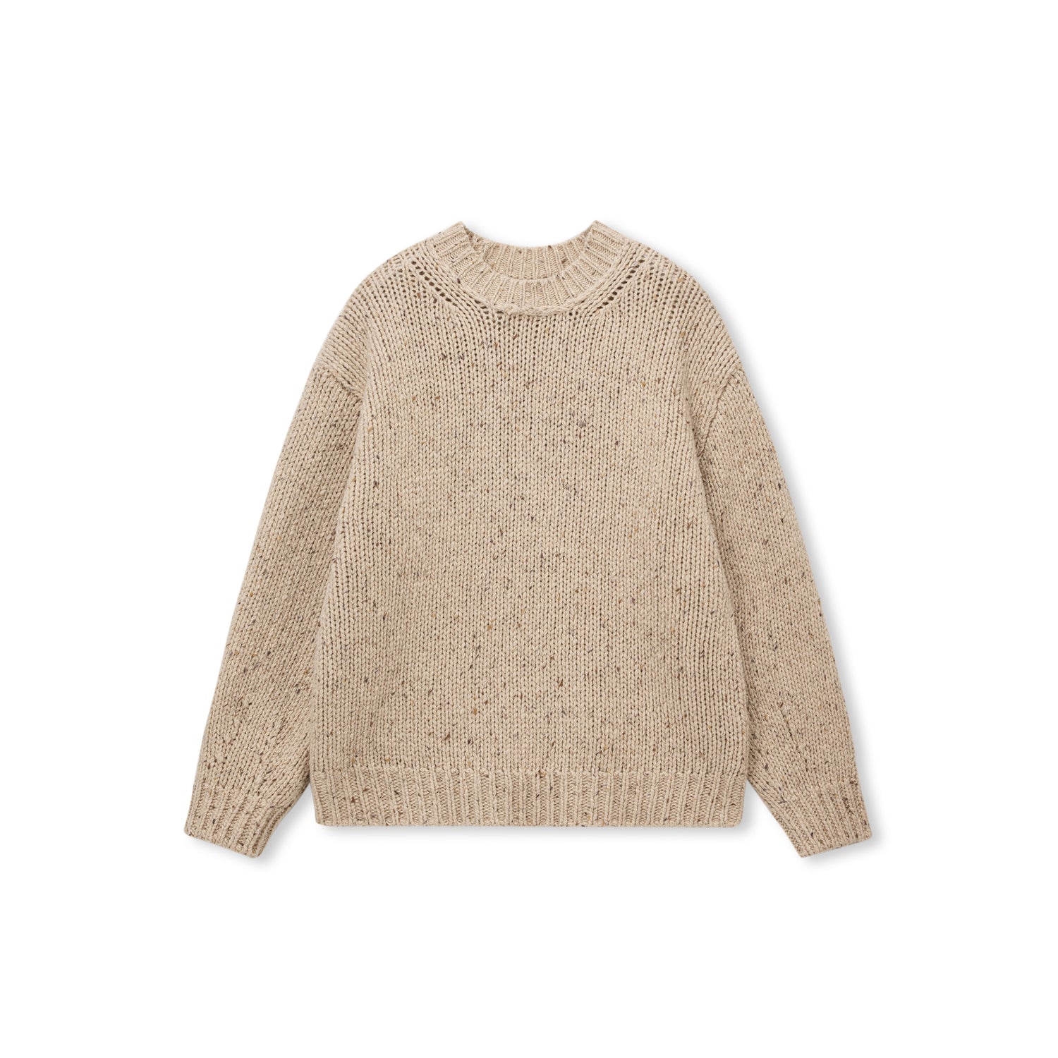 Marl-Knit Wool Crewneck Sweater