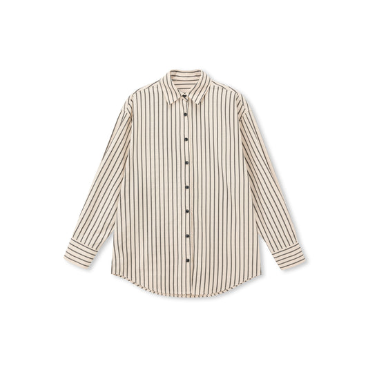 Pinstripe Relaxed Cotton-Blend Button-Up Shirt