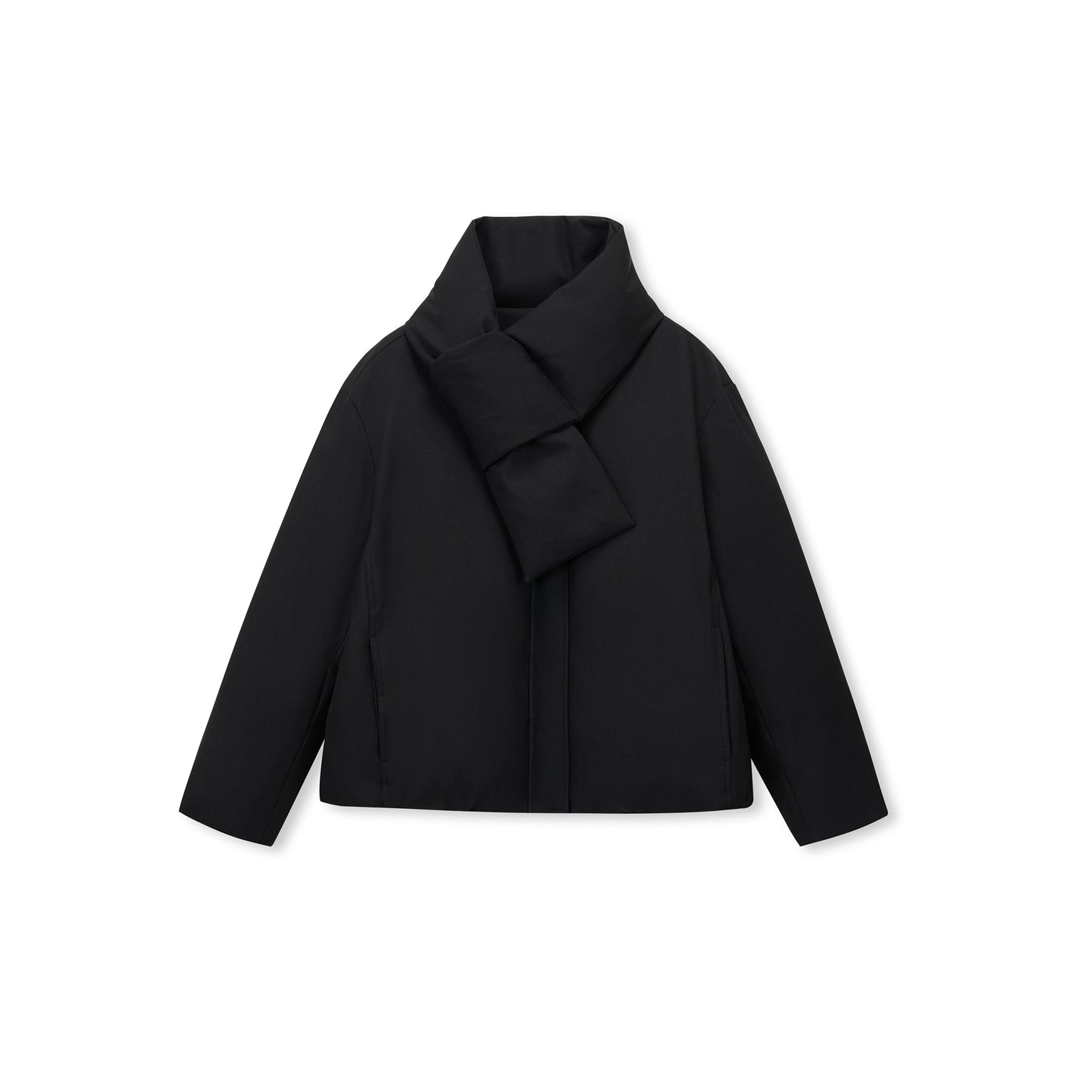 Scarf-Collar Goose Down Jacket